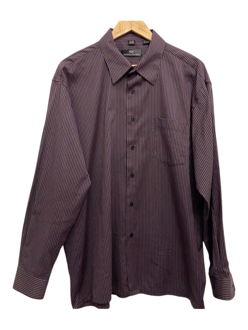 ANTONIO Germani button down shirt dark purple classic lined XL 17 or 17 1/2